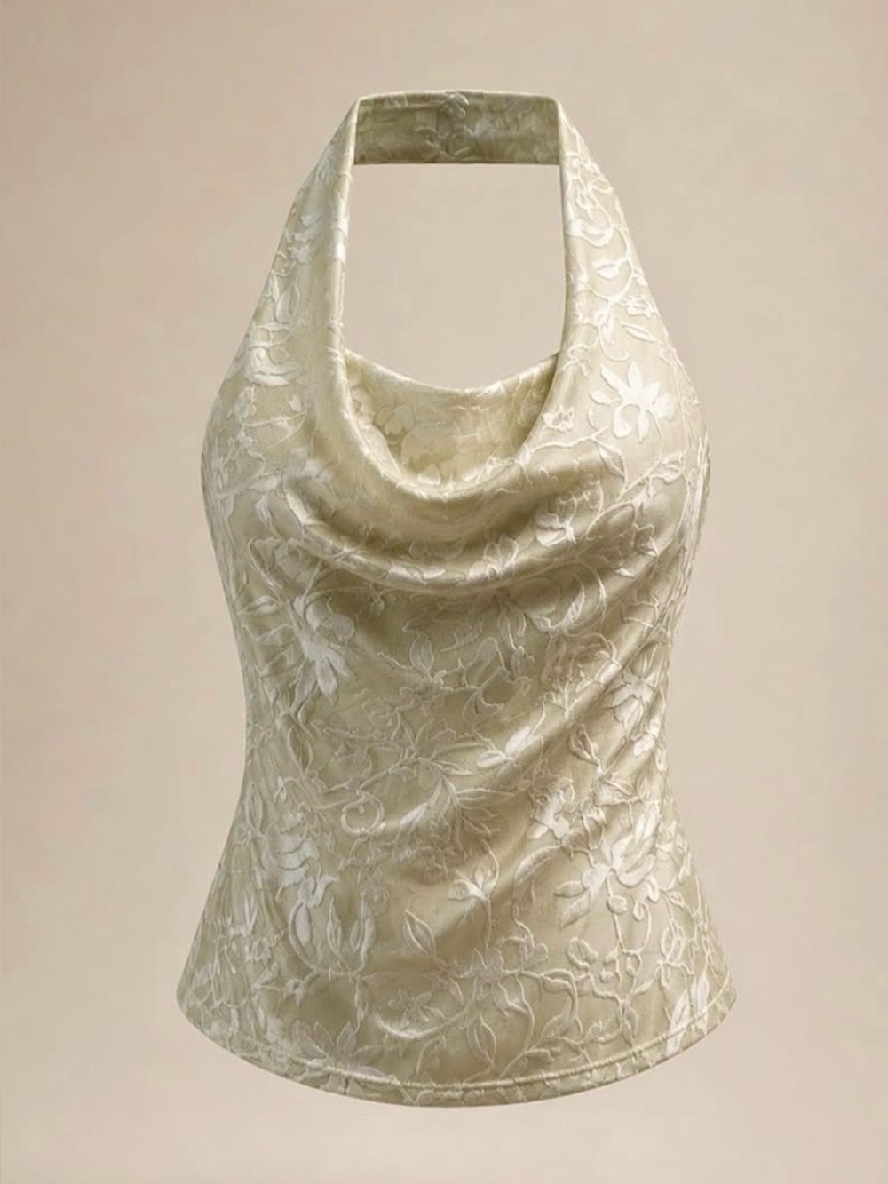 Mirame NYC Velvet Cowl Neck halter top built in bra sz xs, s, m, l, xl Citrine